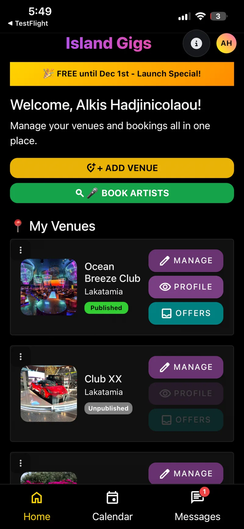 Island Gigs app screenshot 1 of 8